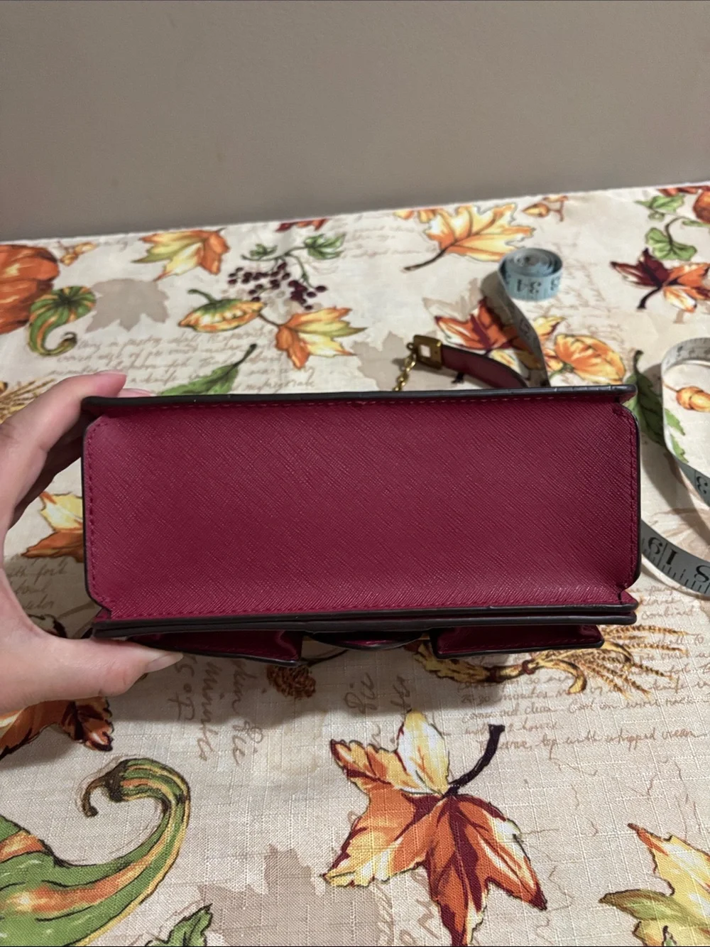 Michael Kors Deep Red /Dark PinkSaffiano Leather Buckle Wristlet